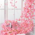 thumbnail image 6 of Clearance! Liulin 1Pcs Artificial Cherry Blossom Flower Vines, Artificial Cherry Garland Decoration Hanging Flowers, Outdoors Hanging Silk Flowers Vines for Home Wedding Wall Garden Decor, 70.9 Inch, 6 of 8
