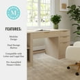thumbnail image 6 of Martha Stewart Home Office Modular Single-Drawer Desk with 2 Tier Shelf and 3 Drawer File Cabinet in Light Natural with Brushed Gold Hardware, 6 of 11