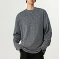 thumbnail image 4 of YLSDY Men's Long Sleeve Shirts Plus Size Casual Crewneck Pullover T-Shirt Loose Fit Textured Knit Tee Tops Stretch Blouse Gray XXL, 4 of 6