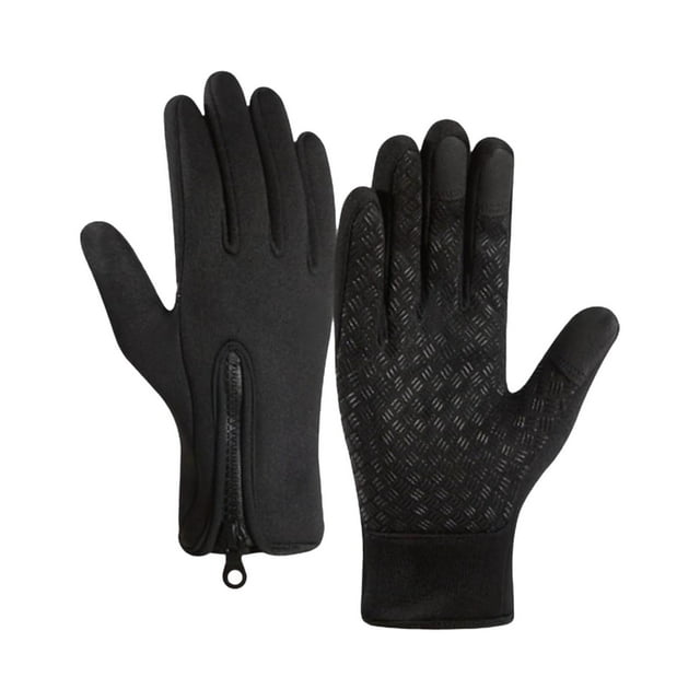 Black Winter Thermal Gloves With Fleece Lining, Waterproof Windproof And Touch Screen Compatibility For Driving Cycling Skiing 9.8X7.1X1.2In 0.33Lb