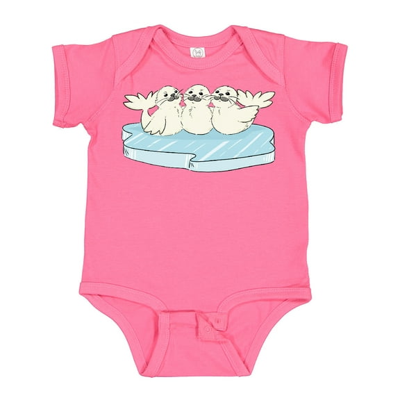 Inktastic 3 Cute White Harp Seals on Ice Boys or Girls Baby Bodysuit