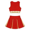 thumbnail image 4 of iiniim Teen Girls Cheer Leader Uniform Sleeveless Letter Print Crop Tops with Skirt Dancewear Red 6, 4 of 7