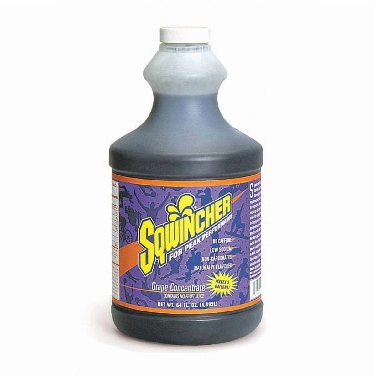 Sqwincher® Regular Liquid Concentrate, 64 oz Bottle, 5 gal Yield, Grape, 6/Case