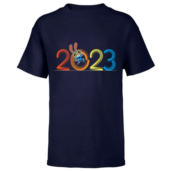 Disney Zootopia Judy Hopps 2023 Year of the Rabbit 70s Retro - Short Sleeve T-Shirt for Kids - Customized-Navy