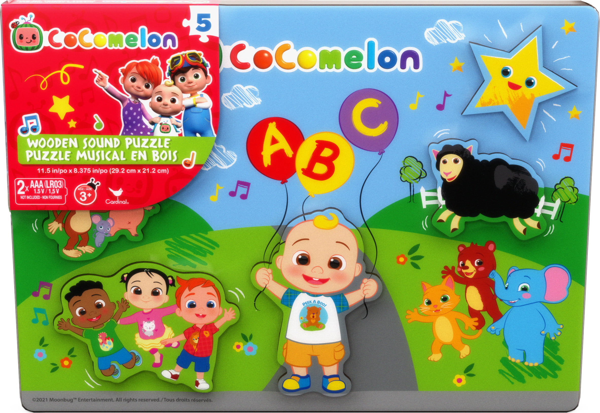 Cocomelon, Wooden Musical 5 Piece Puzzle, Singalong with JJ & Friends