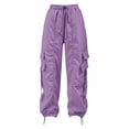 thumbnail image 6 of Venzia Women Drawstring Cargo Jogger Pants Loose Wide Leg Streetwear Trousers, 6 of 6