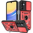 thumbnail image 2 of Innens Phone Case with Screen Protector with Ring Stand and Slide Camera Lens for Samsung Galaxy A55/A25/A15 5G 6.5inch Cover, Red, 2 of 16