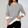thumbnail image 2 of Ediodpoh Womens Sweatshirts Long Sleeve Round Neck Pullover with Pocket Solid Color Thick Winter Top for Warmth GY2 XXXL, 2 of 4