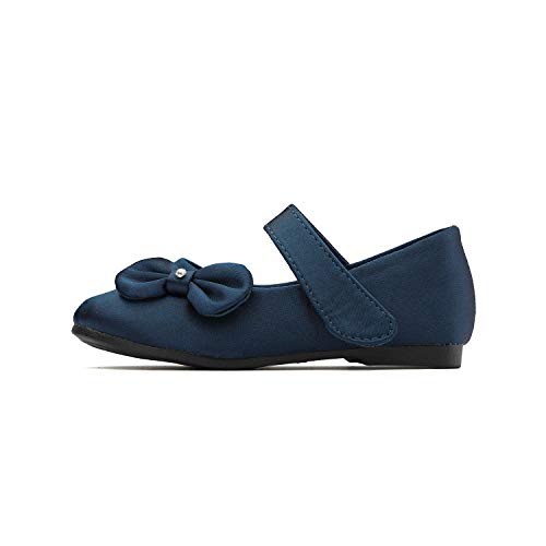 Dream Pairs Toddler Girls Kids Bow-knot Mary Jane shoes Dress Flat Shoes ANGEL-5 NAVY/SATIN Size 6T - image 2 of 4
