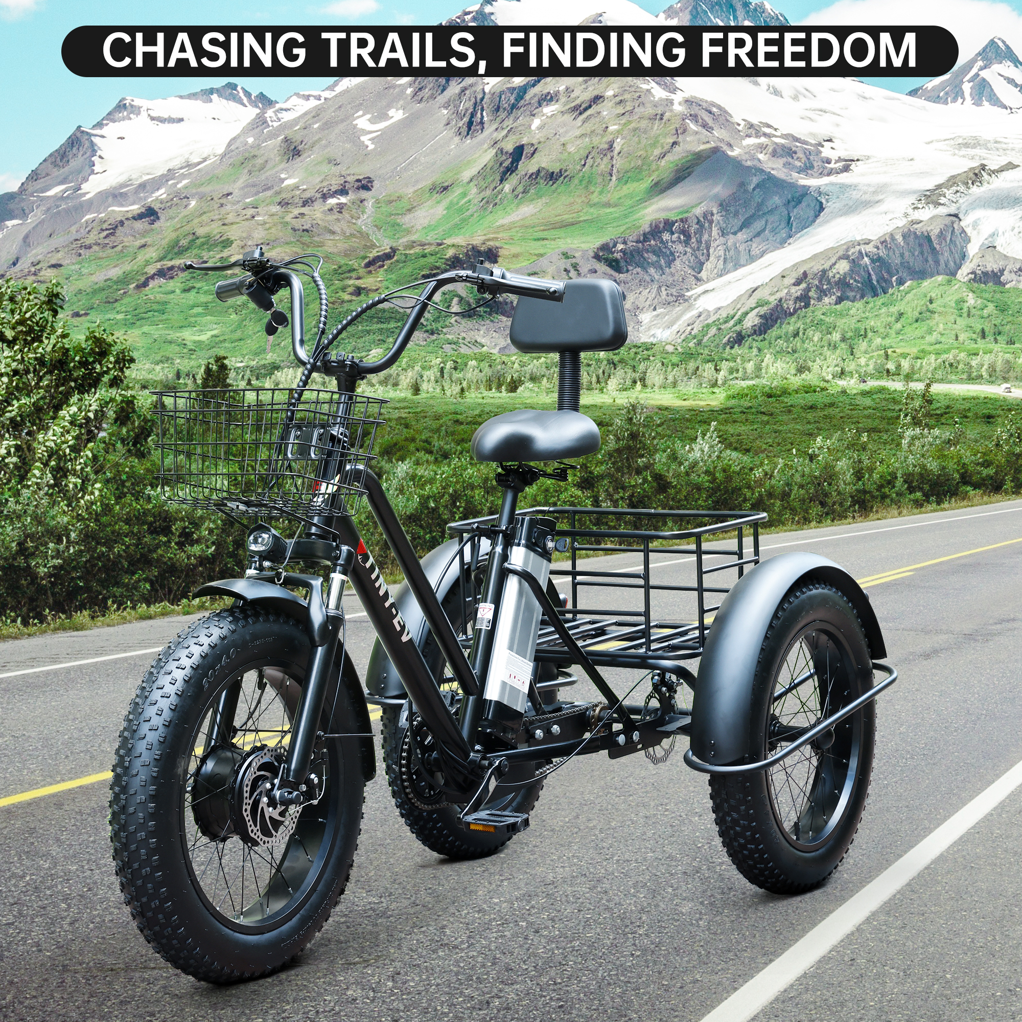 ARTUDATECH Electric Trike for Adults, 500W Motor, 3 Wheel Electric Bike with 25-mile Long Range, Dual Disc Brake, Fat Tire e trike with 48V 13Ah Battery