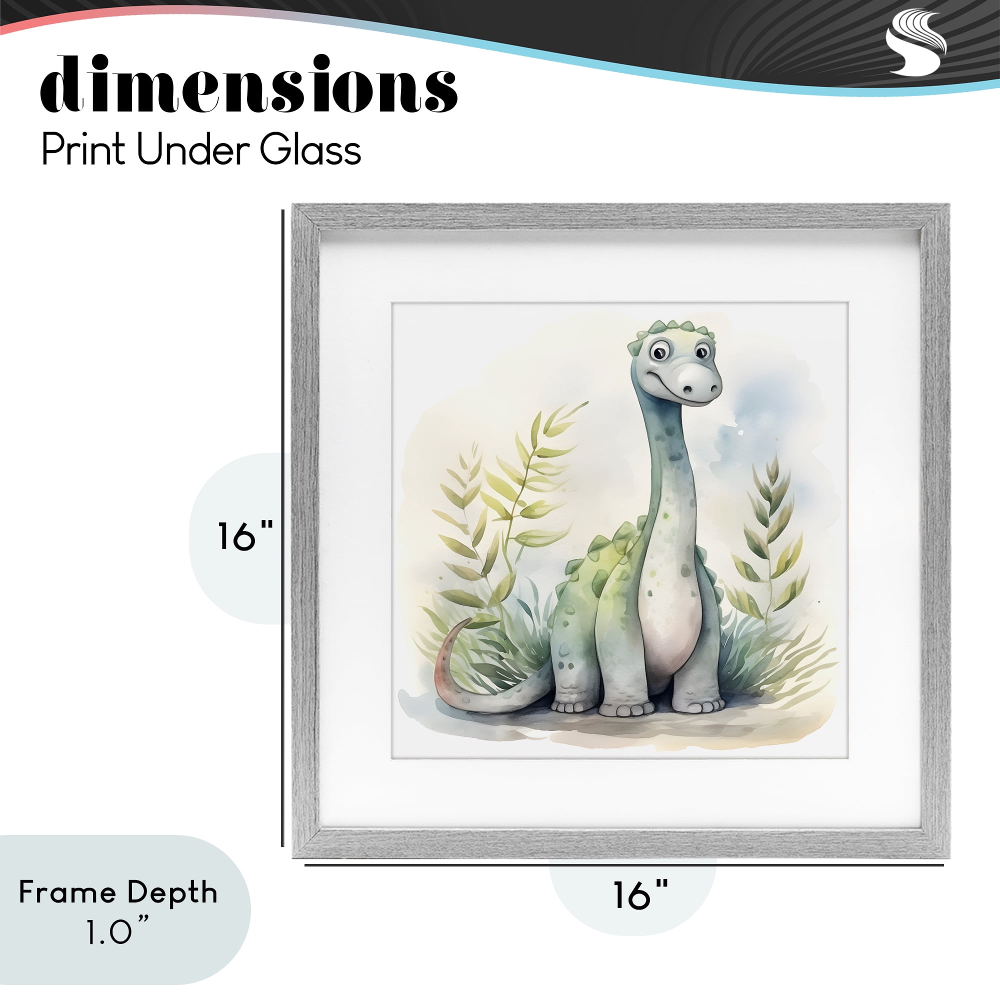 Stupell Industries Crafty Critters Dino Gray Framed Print Under Glass, design by Steve Hunziker