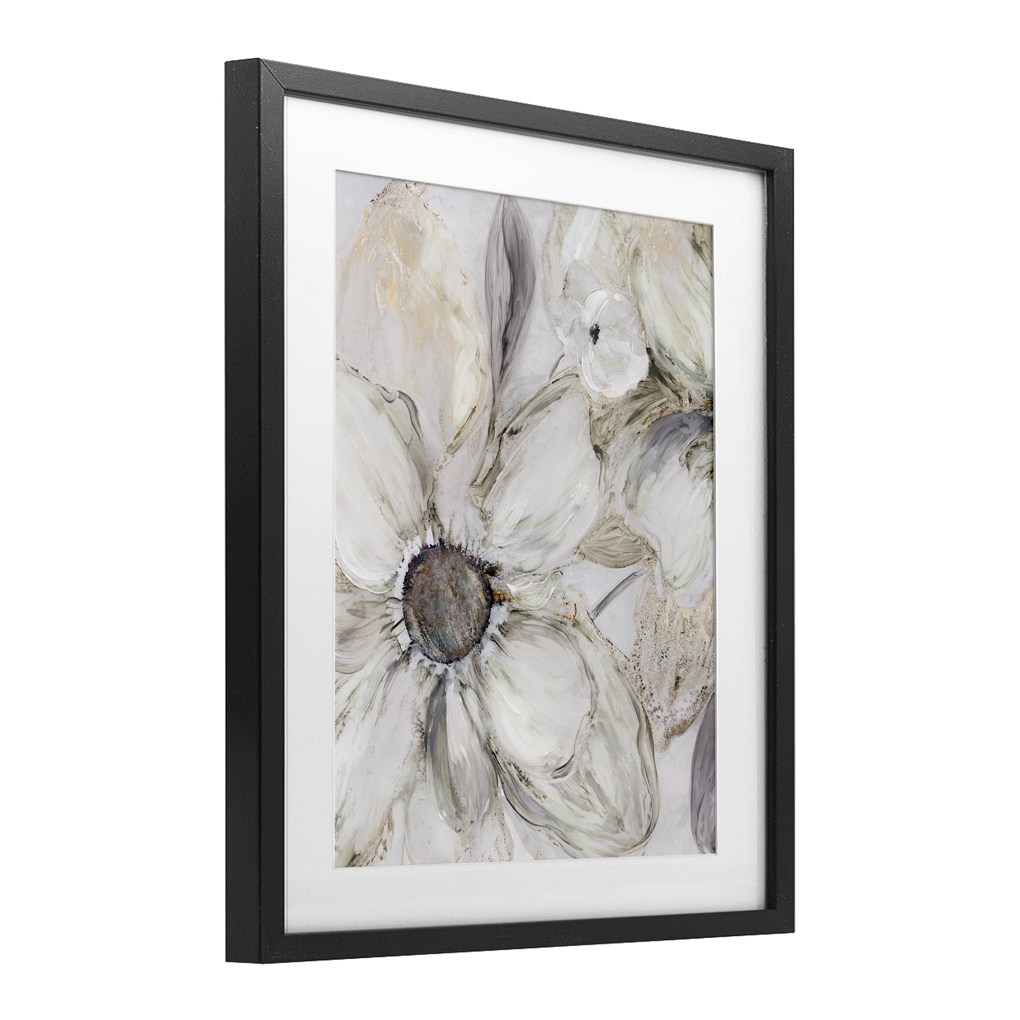 Stupell Industries Neutral Sandstone Blooms Black Framed Print Under Glass, design by Carol Robinson