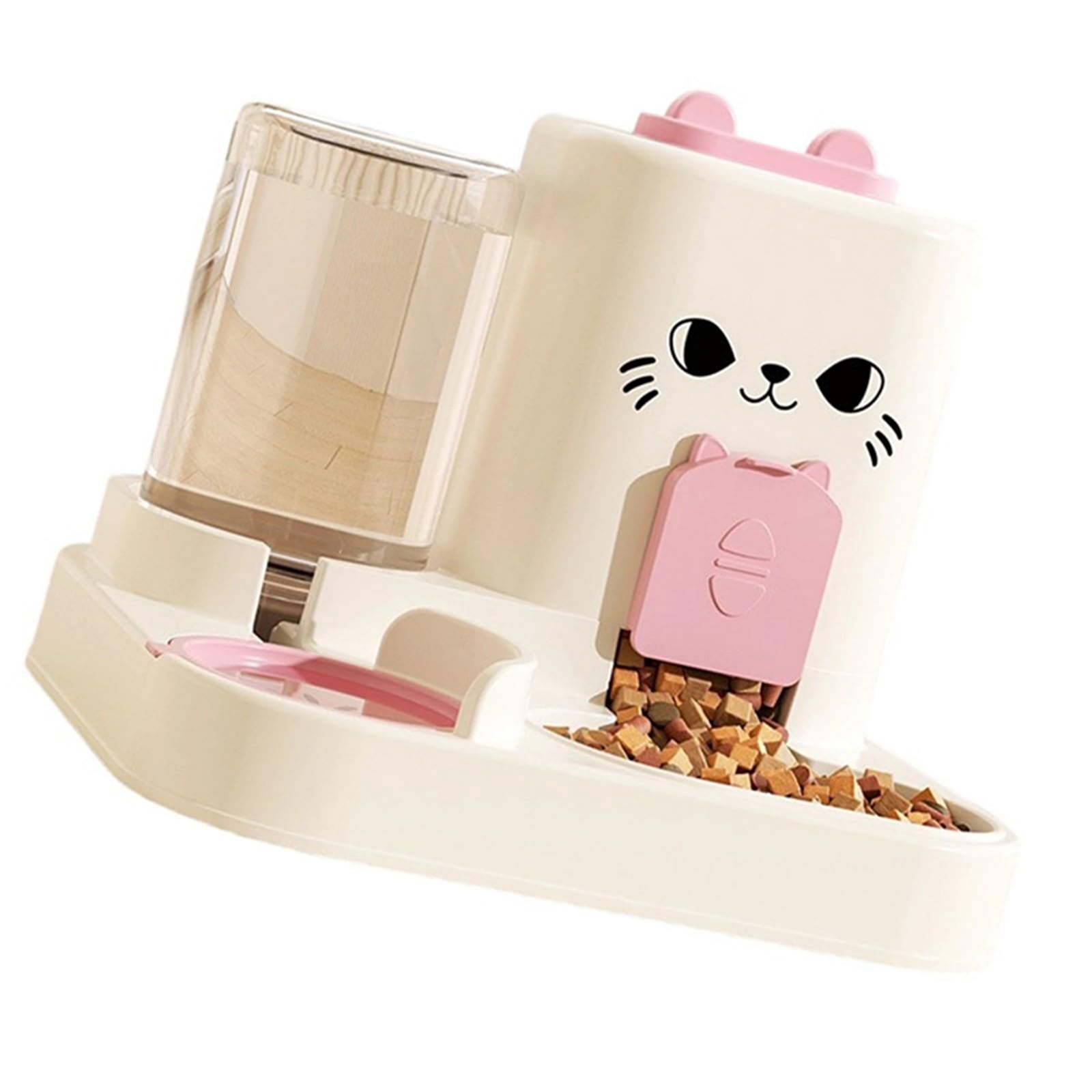 Automatic Pet Feeder, 600ml Water & 1500ml Food Capacity, Pink, 1pc Pet Bowl Dispenser for Cats & Small Dogs, Auto Feeding System with Separate Compartments, Easy to Clean Pet Food Water Station