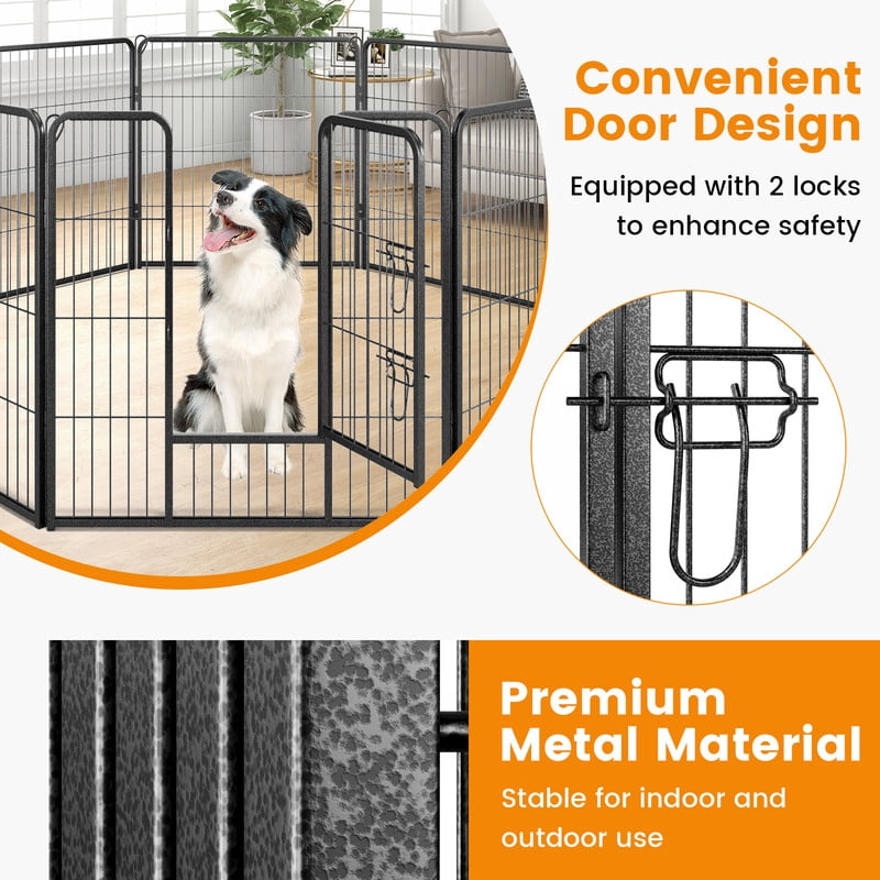 LIVIZA 8 Metal Panel Pet Gates, Dog Playpen, Portable Wire Play Pen for Pets, 32" Height Pet Fence Indoor Outdoor, Black