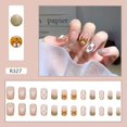 thumbnail image 1 of 24pcs Long Press On Nails Cute Pink Checkerboard & Tiger Design Fake Nails Full Coverage, 1 of 4