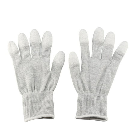Carbon Fiber Gloves - 2 Pair, Nylon Carbon fiber Work Gloves Microfiber Half Finger Working Protective Gloves Gray S