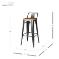 thumbnail image 5 of Metropolis Low Back Metal Bar Stool With Wood Seat (Set of 4), Multiple Colors, 5 of 5