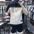 thumbnail image 4 of Conjuntos de camisetas y pantalones cortos con estampado de alfabeto para hombre, ropa deportiva gráfica para gimnasio, conjuntos de pantalones cortos para hombre, tendencias, disfraces, oferta, estil, 4 of 4
