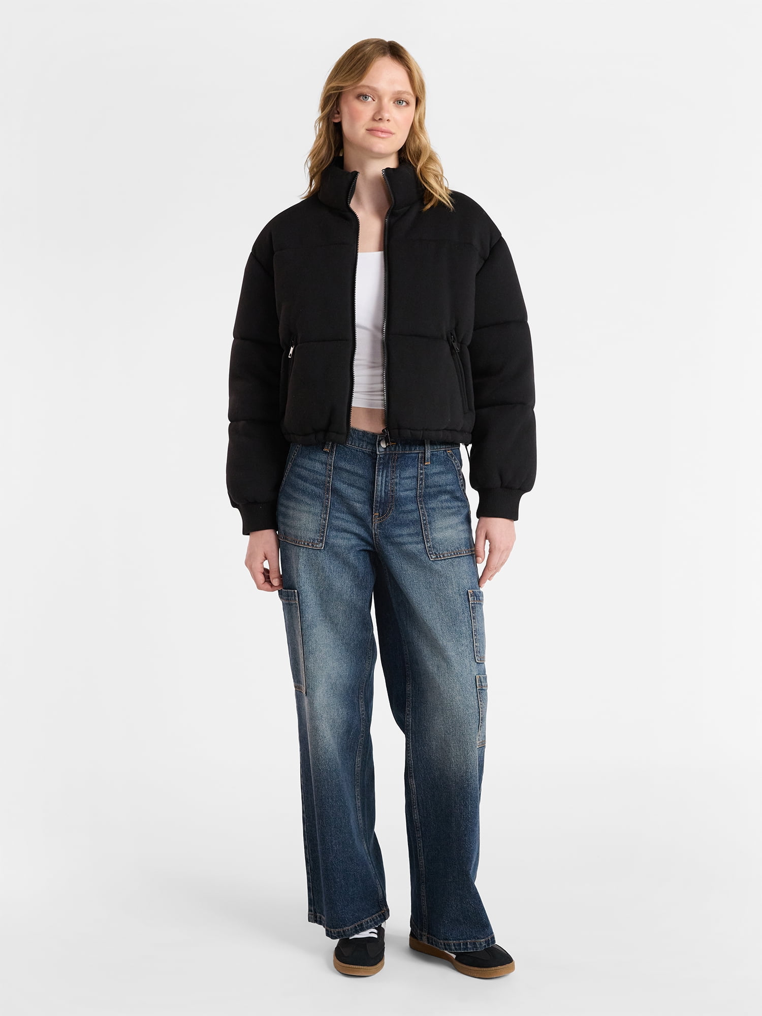 No Boundaries Knit Puffer Jacket, Women's
