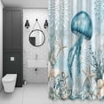 thumbnail image 4 of Ocean Jellyfish Bathroom Shower Curtain, Vintage Nautical Starfish Anchor Floral Waterproof Washable Soft Bath Curtain for Bathtub Decor with 12 Hooks&Grommet, 36x72 Inch, 4 of 9