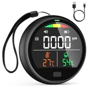 Portable Air Quality Monitor – CO Level, Temperature & Humidity Display, Rechargeable Device for Travel, Car & Indoor Use