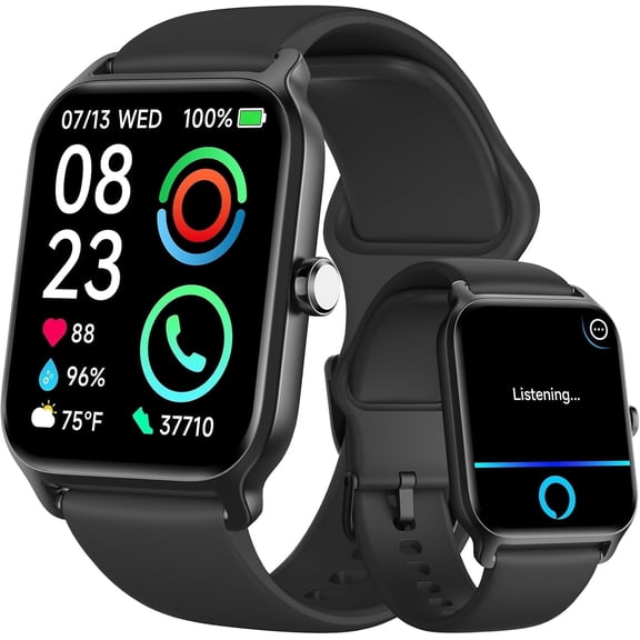 ACHOICE Smart Watch for Women Men, 1.8-inch fits for Android and Iphone Devices, with Answer/Make Calls/100  Sport Modes, Fitness Tracker Watches (Black)