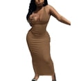 thumbnail image 2 of Women Sexy Bodycon Long Dress Deep V Neck Ribbed Tank Maxi Summer Dresses, 2 of 9