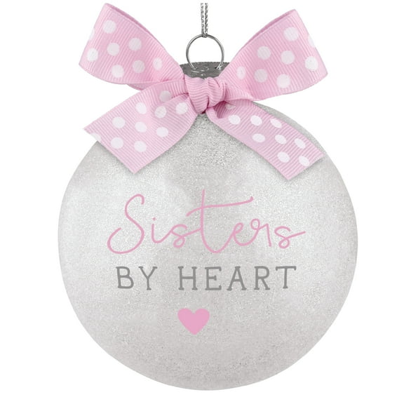 Elanze Designs Sisters By Heart Silver Tone 4 inch Blown Glass Ball Christmas Ornament