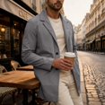 thumbnail image 7 of EANJE Mens Trench Coat Notched Lapel Single Breasted Long Windbreaker Jacket Lightweight Casual Classic Overcoat Gray M, 7 of 7