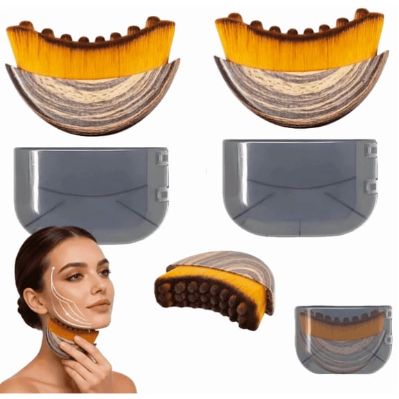 Facial contour lymphatic massage brush, lymphatic drainage massager, can enhance skin firmness, eliminate puffiness and double chin, promote blood circulation. The bristles are soft, the handle confo