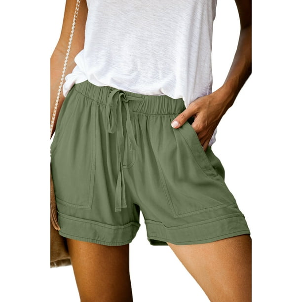 KISSMODA Summer Solid Color Shorts For Womens Casual Loose Elastic ...