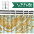 thumbnail image 3 of Peacock Shower Curtain Teal Green Peacock Feather Decorative Bath Curtain 72 x 72 Inch Polyester Fabric Waterproof Bathroom Curtain with 12 Hooks, 3 of 6