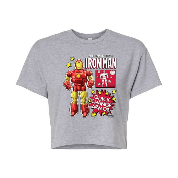 Marvel Iron Man - Action Figure - Juniors Cropped Graphic T-Shirt