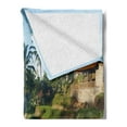 thumbnail image 2 of Balinese Soft Flannel Fleece Throw Blanket, Terrace Rice Fields Palm Trees Traditional Farmhouse Morning Sunrise Bali Indonesia, Cozy Plush for Indoor and Outdoor Use, 60" x 80", Green, by Ambesonne, 2 of 5