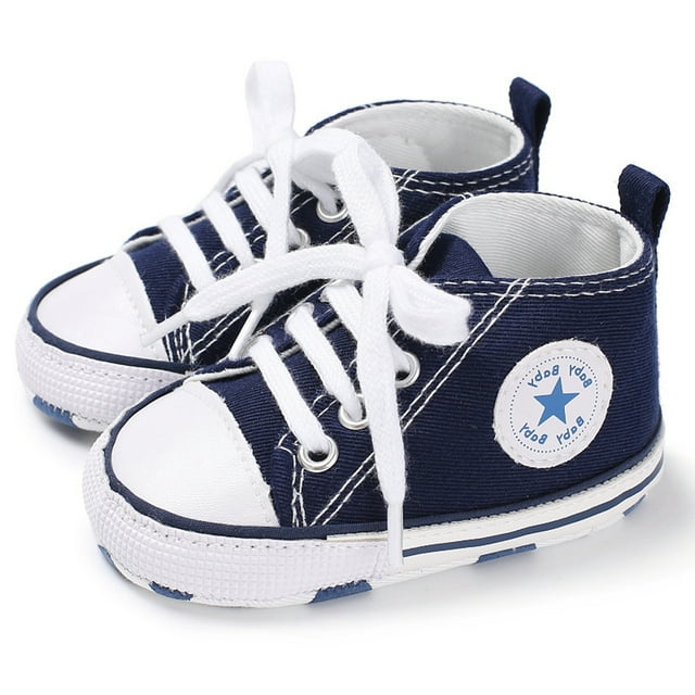 Fortune Baby Patchwork Canvas Shoes Anti-Slip Sole Flat Sneakers First Walkers