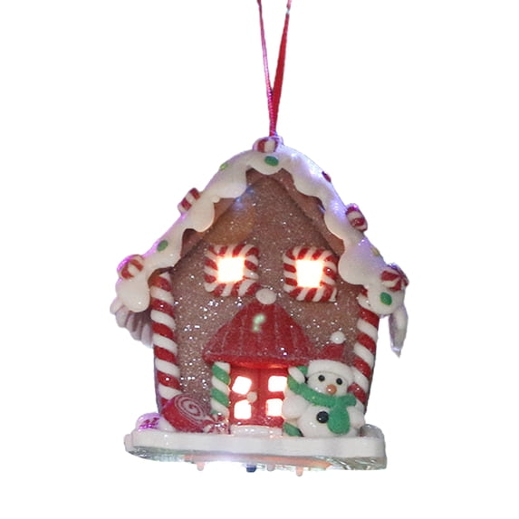 Christmas Ornament Eye-catching Waterproof Resin Beautiful Luminous Xmas House Pendant for Home