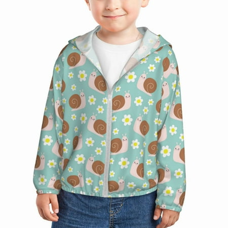 

Lukts Snail And Flower Print Children s Long-Sleeved Sun Protection Clothing Hooded Sweatshirts for Boys and Girls Outdoor Sports-4 Years