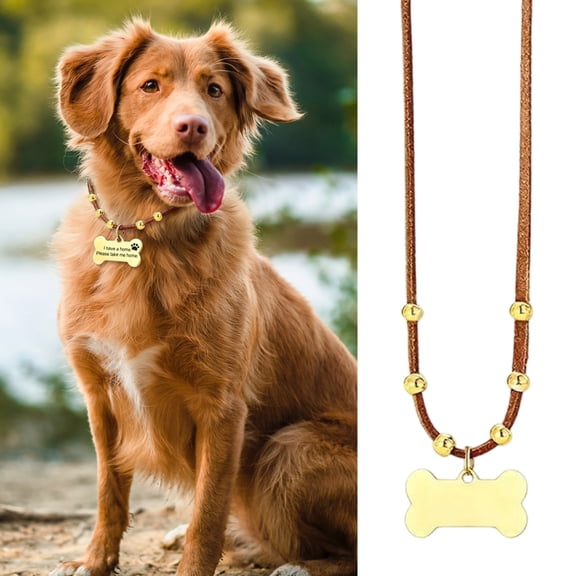 Seyotauo Personalized Engraved Dog ID Tag with Stainless Steel Pendant, Waterproof Pet Name Plate for Collar, for Outdoor Adventures and Daily Walks