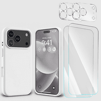 5-in-1 Entronix Bundle designed for iPhone 17 Pro Max, Liquid Silicone Case, 2 Tempered Glass, 2 Camera Lens