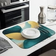 thumbnail image 3 of Teal and Gold Marble Fluid Art Pattern Dish Drying Mat for Kitchen 1 Pack, Ultra Absorbent Microfiber Dishes Drainer Mats,16"x18", 3 of 6