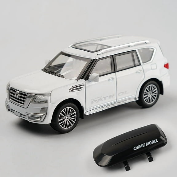 1:32 Nissan Patrol Alloy Diecast Y62 Toy Car Model With Travel Rack Sound And Light Pull Back Vehicle Collection Children's Toys