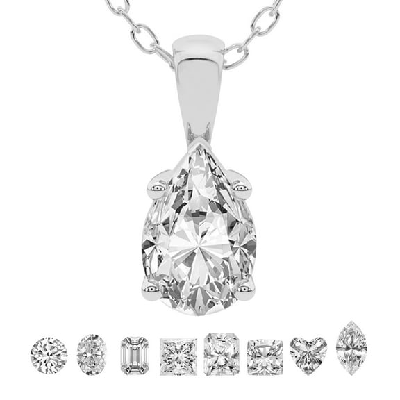 Lab Grown Diamond Pendant Necklace For Women IGI Certified 0.50 Carat Pear Shape FG-VS With Gold Chain | Martina Solitaire Pendant Necklace 14K White Gold