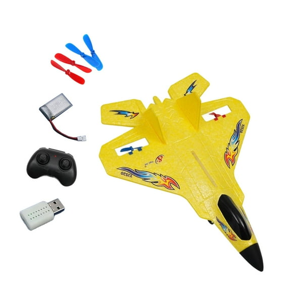 Avión planeador RC con estabilizador giroscópico, regalo de cumpleaños, avión RC, de control remoto para principiantes, adultos, niños, niñas Amarillo