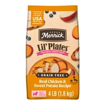 Merrick Lil’ Plates Premium Grain Free Dry Dog Food For Small Dogs, Real Chicken And Sweet Potato Kibble, 4.0 lb. Bag