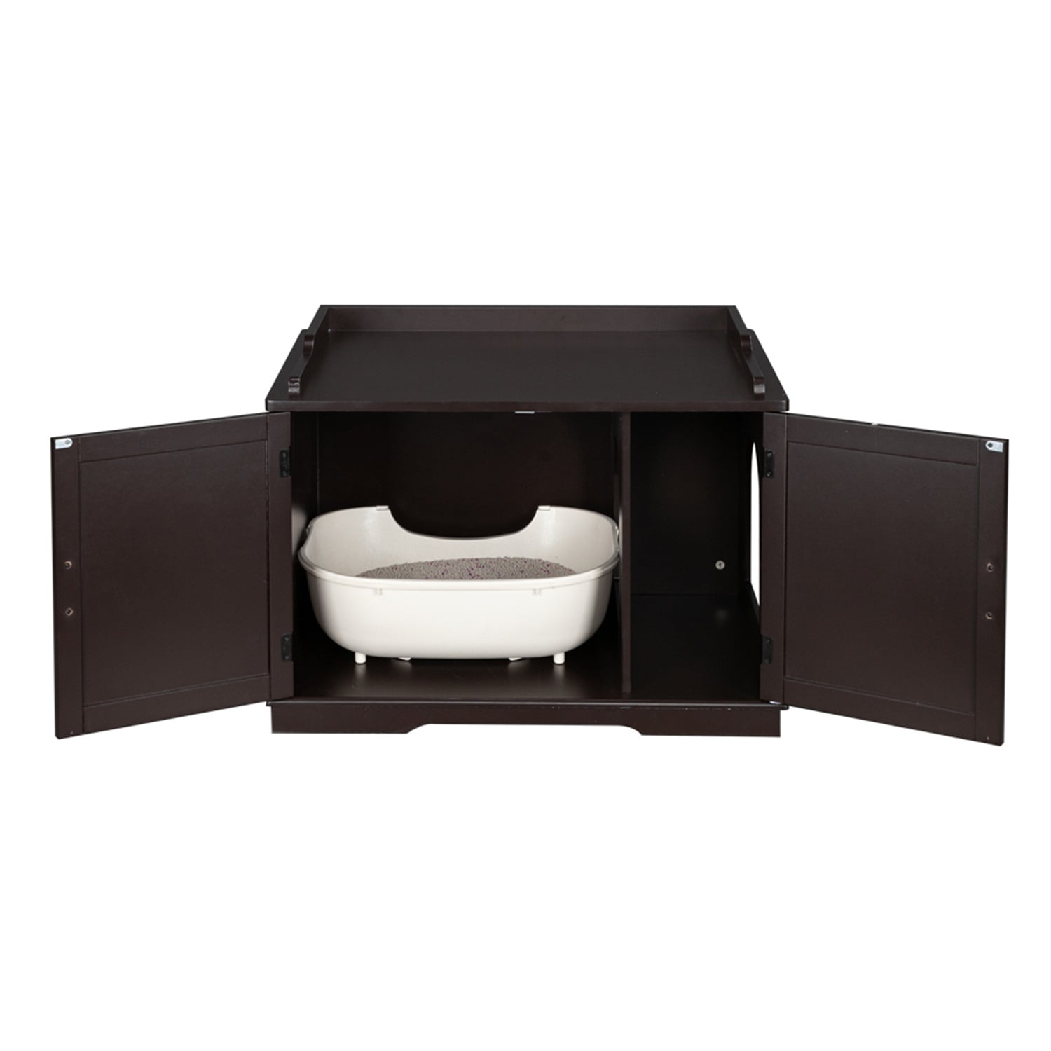 Pefilos 33" Cat Washroom Storage Bench Cat Litter Box Enclosure Cover Cat House Cabinet, Brown Pefilos 33" Cat Washroom Storage Bench Cat Litter Box Enclosure Cover Cat House Cabinet, Brown