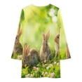 thumbnail image 3 of Cute Little Easter Bunnies on Green Grass Loose Dress Evening Dress Summer Dresses for Women Luxury Dress Long Sleeved Dress, 3 of 4