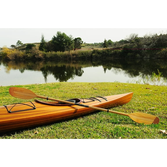 Wooden Kayak Boat Model Display Old Modern Handicraft by Xoticbrands - Veronese Size (Large)