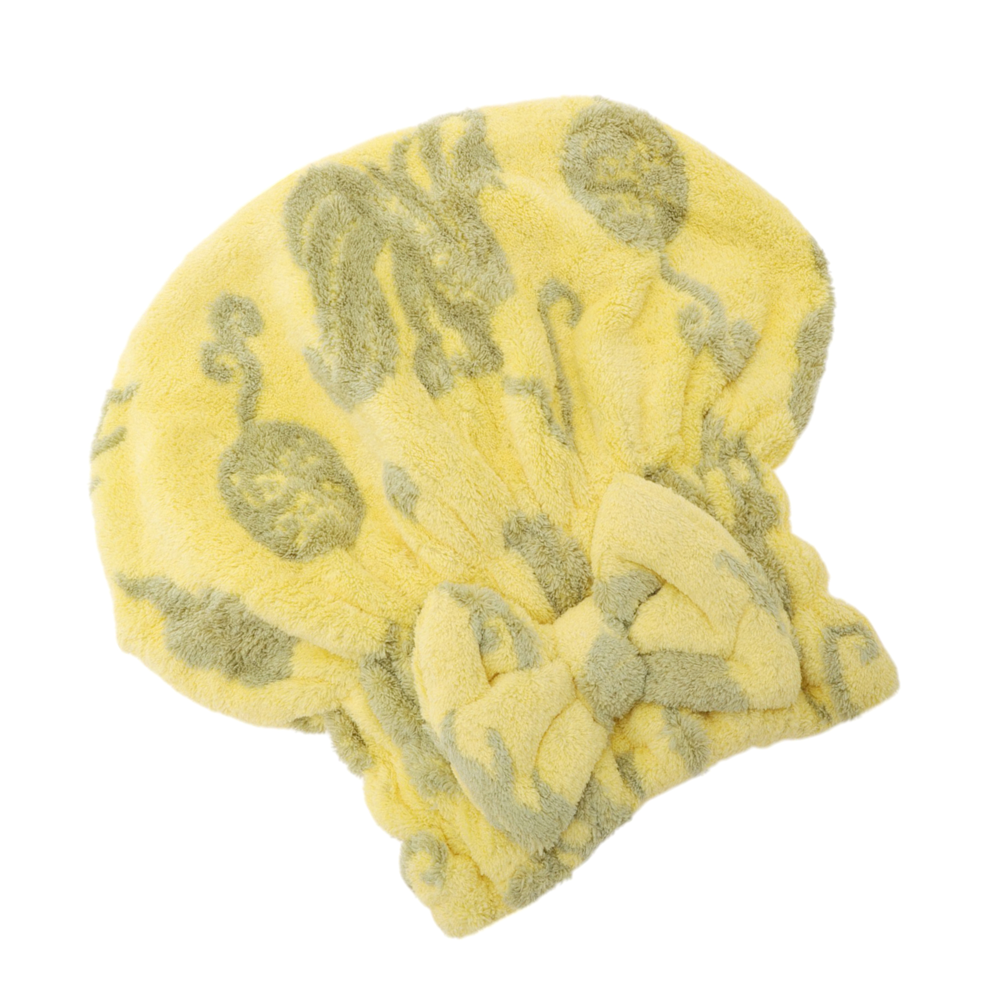 Unique Bargains 1pc Absorbent Bow Print Hair Towel with Bow Design 10.63"x 8.66" Yellow