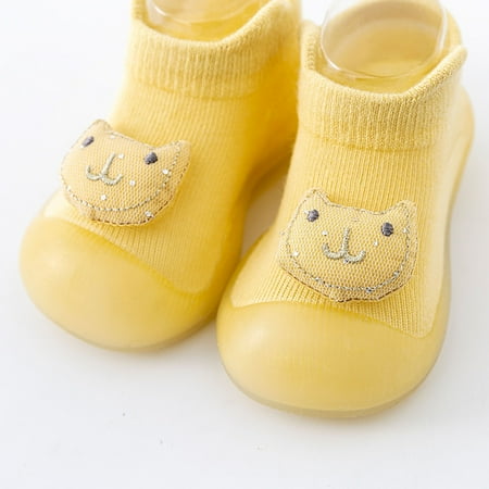 Futezty Baby Shoes Boys Girls First Walking Shoes Non Slip Soft Sole Sneakers Toddler Babygirl Sock Shoes(Yellow 5 Toddler)