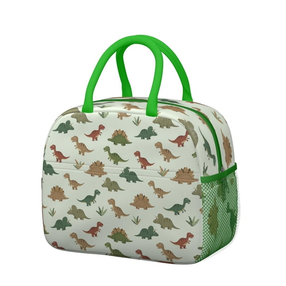 Womens Light Green Dinosaurs Plants Pattern Lunch Box for Work,Insulated Lunch Bag for Women,Loncheras Para Mujer,Leakproof Adult Lunch Bag for Work,Beach,Travel,Picnic,Camping